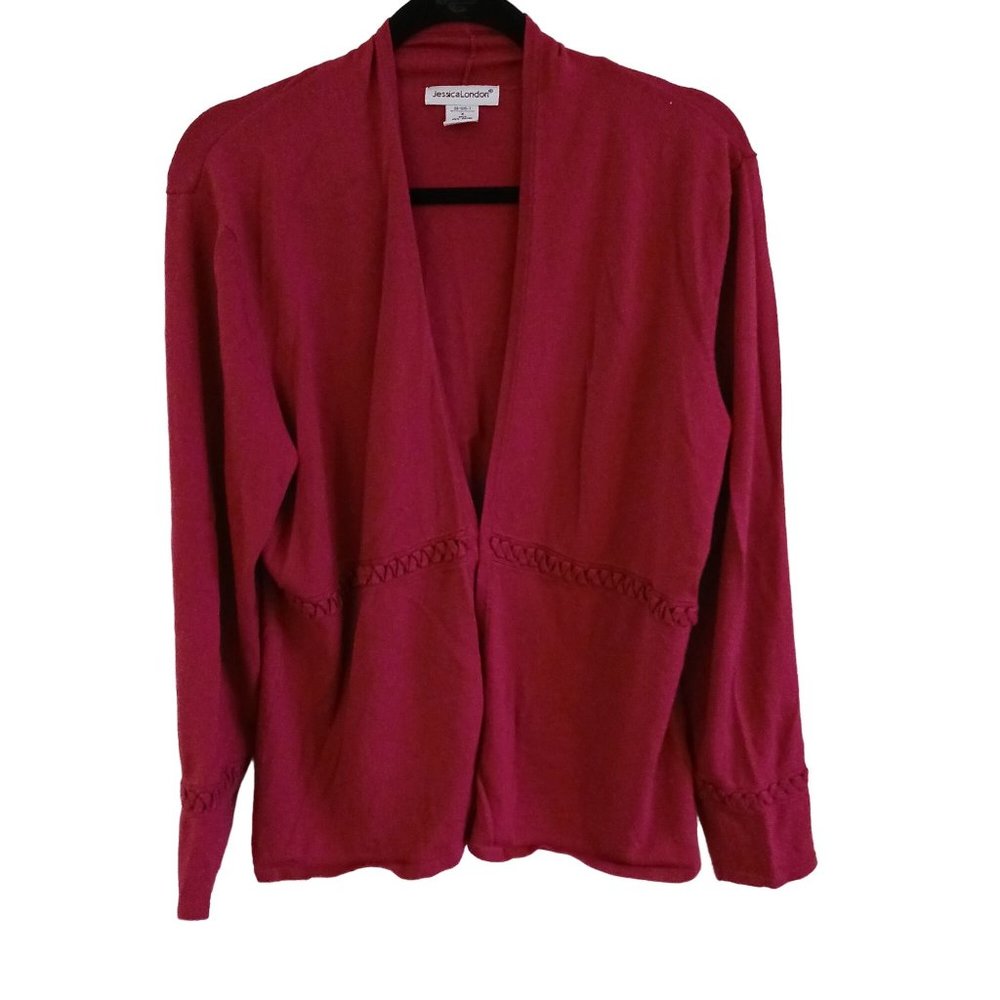 Jessica London open sweater, dark pink, X, women's